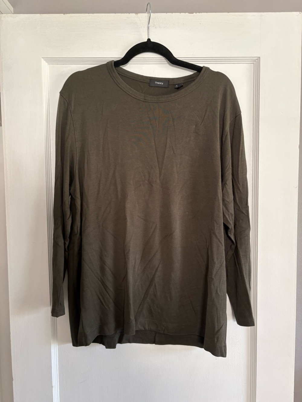 Men's Theory Olive Green Modal Jersey Long-Sleeve Tee Size XL